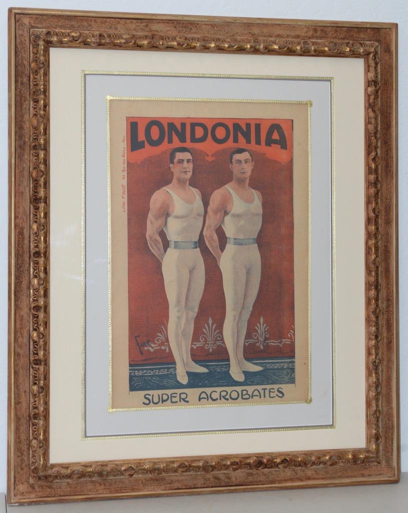 Unknown Portrait Print - Londonia Super Acrobats Antique French Poster C.1900