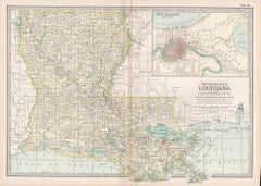 Louisiana. USA Century Atlas state antique vintage map