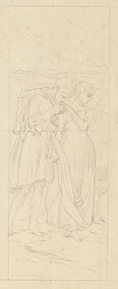 Lovers -  Pencil Drawing - Mid20th Century