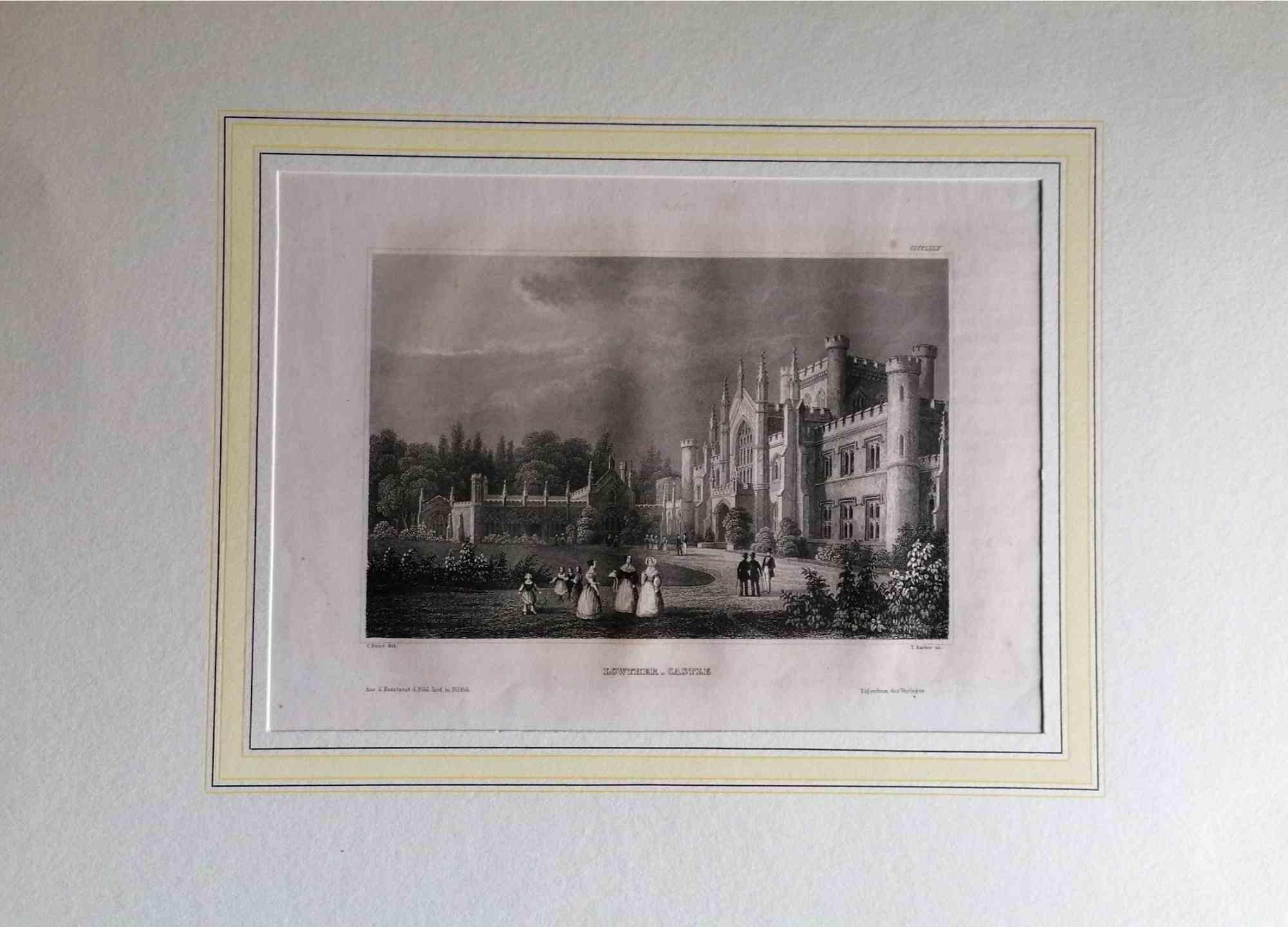 Figurative Print Unknown - Castle Lowther - Lithographie originale - Milieu du XIXe siècle