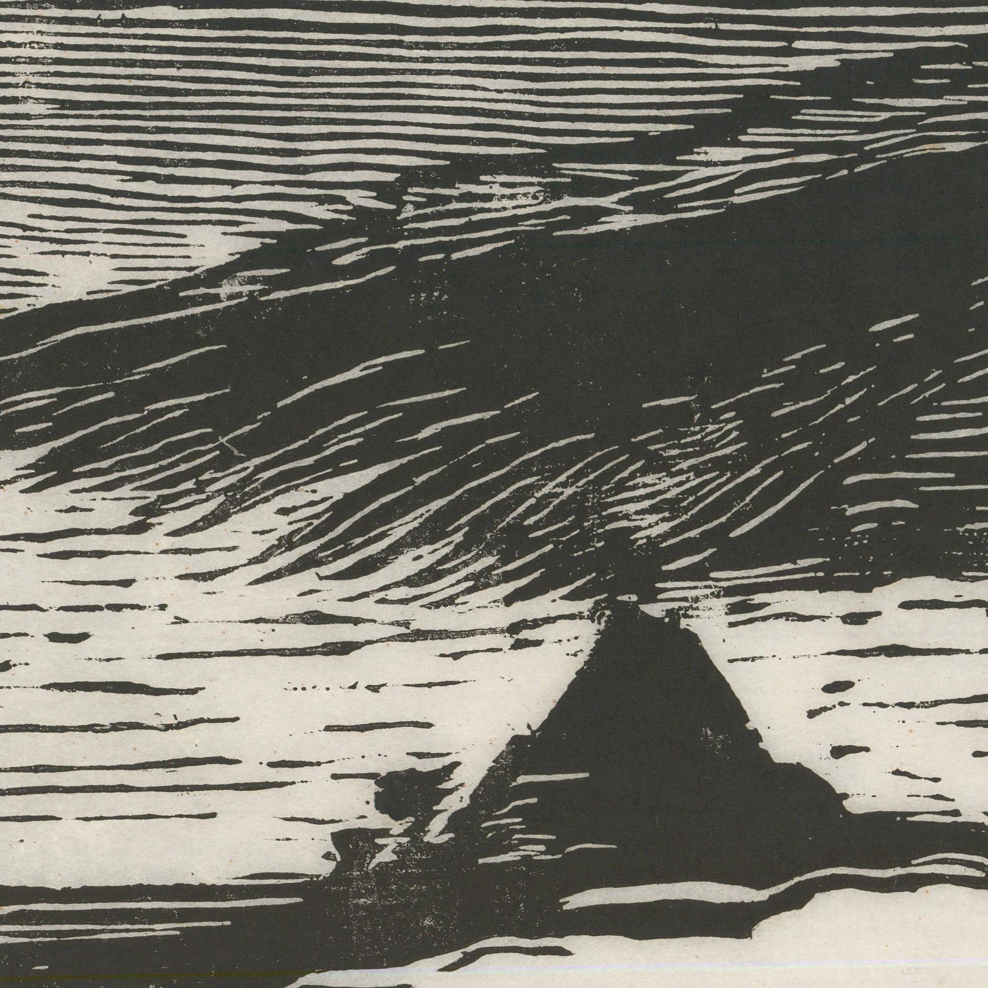M. Karstens - 20th Century Woodcut, Church in a Landscape - Beige Landscape Print by Unknown
