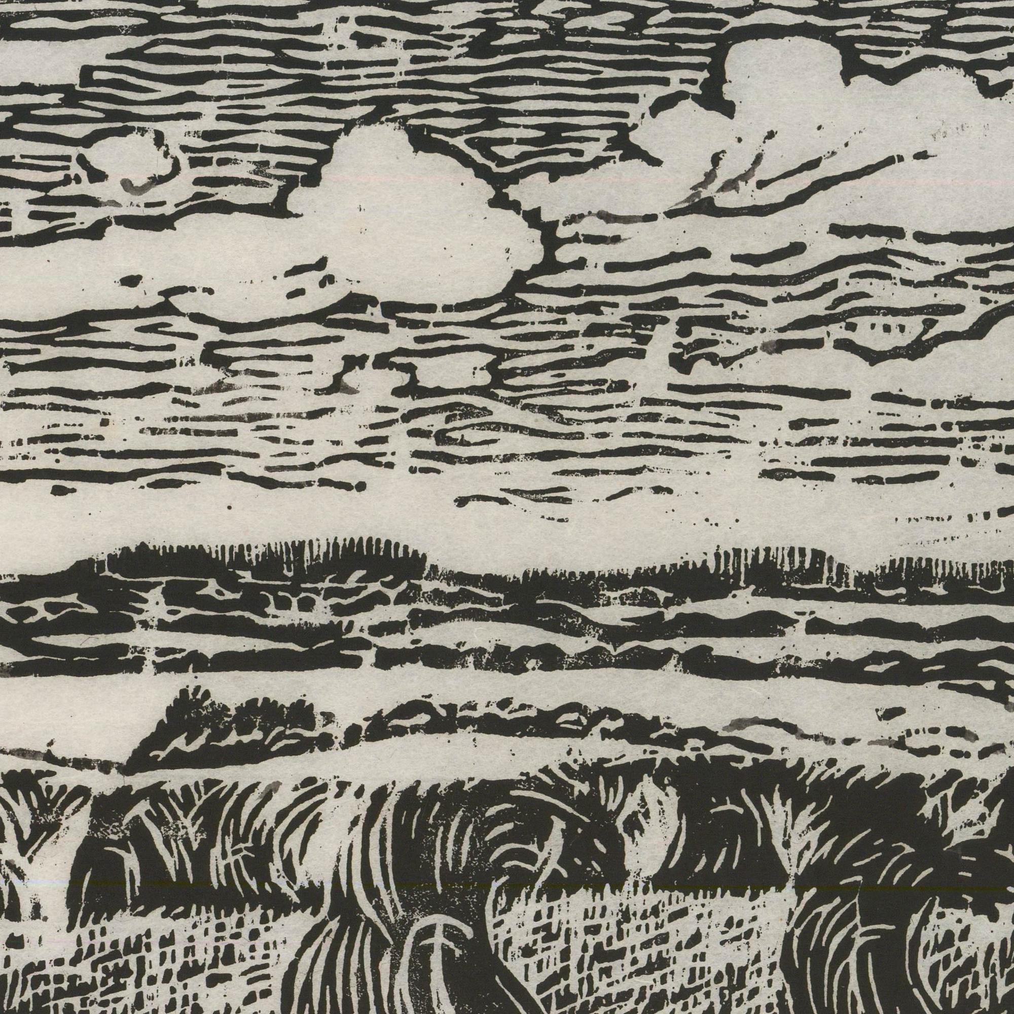 M. Karstens - 20th Century Woodcut, Holstein Countryside - Gray Landscape Print by Unknown