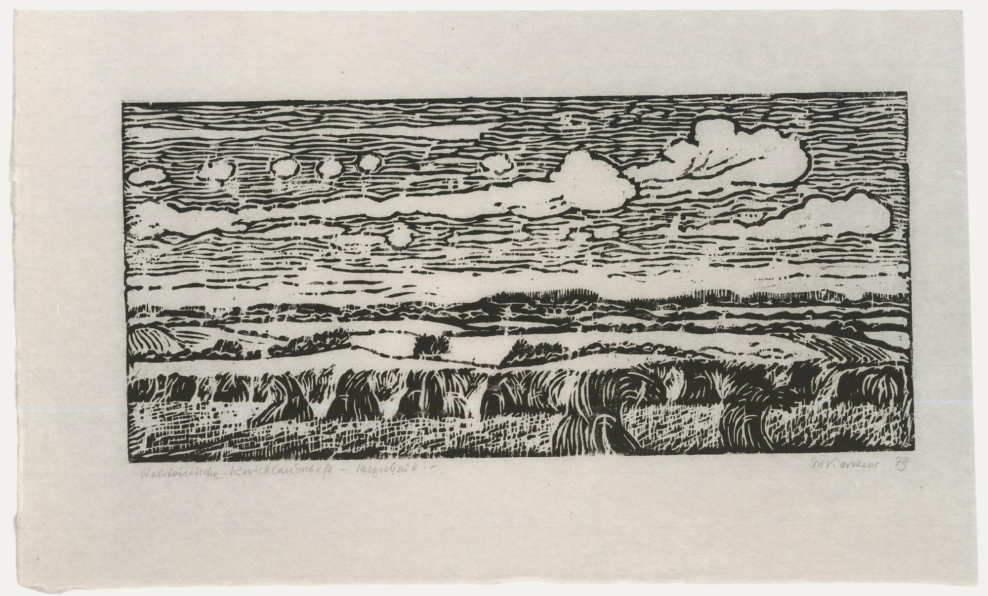 Unknown Landscape Print - M. Karstens - 20th Century Woodcut, Holstein Countryside