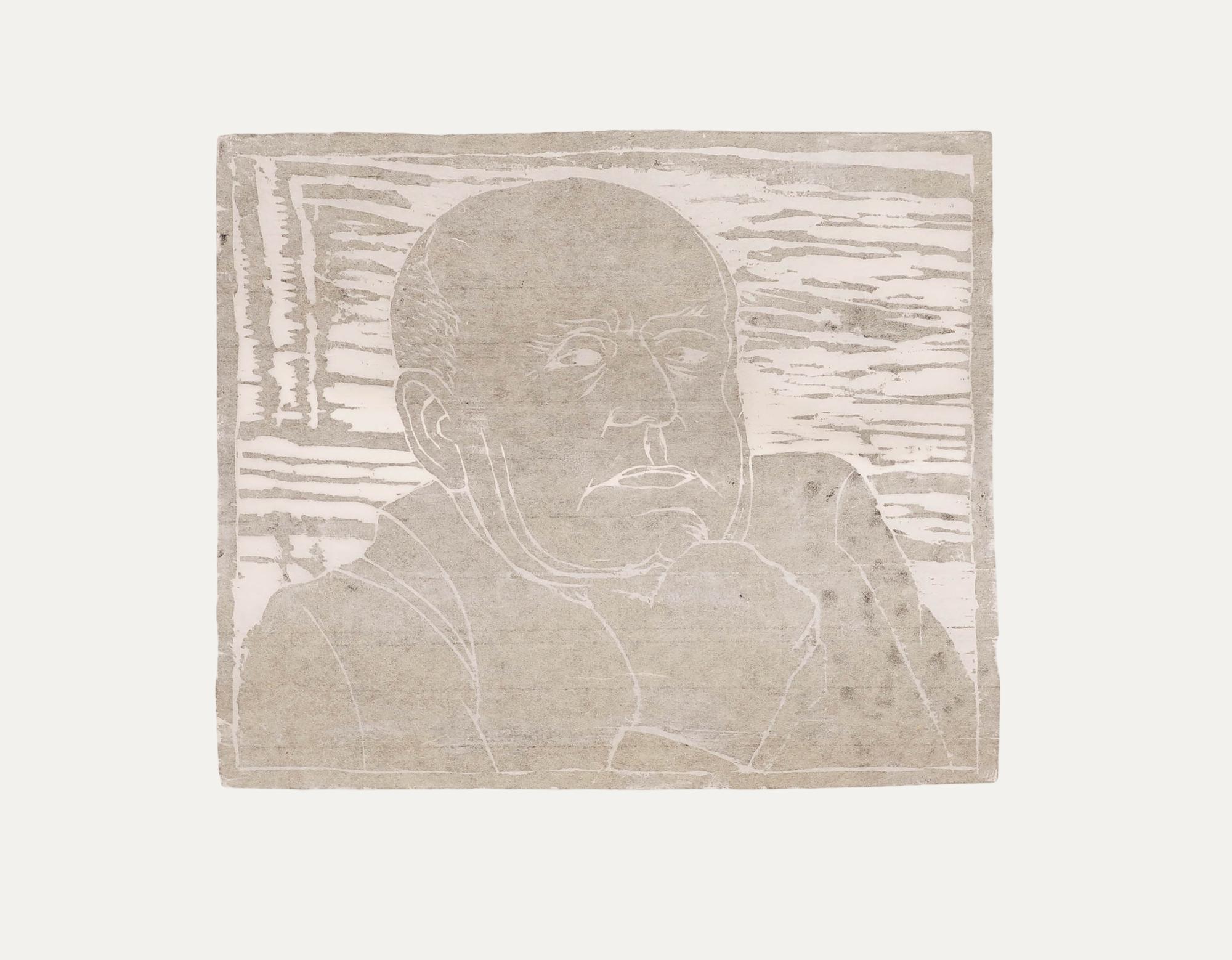M. Karstens - xilografia del XX secolo, Ritratto di Gottfried Benn - Portrait Print Bianco di Unknown