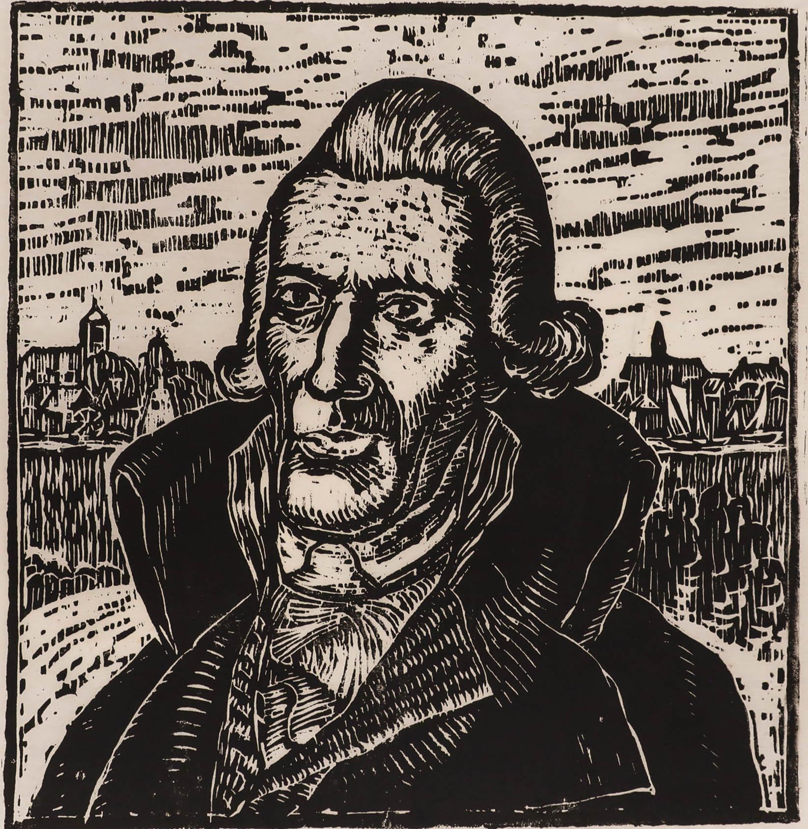 M. Karstens - Holzschnitt 20. Jahrhundert, Porträt von Johann Gottwerth Muller – Print von Unknown