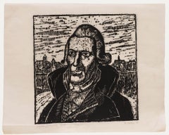 M. Karstens - Siglo XX Xilografía, Retrato de Johann Gottwerth Muller