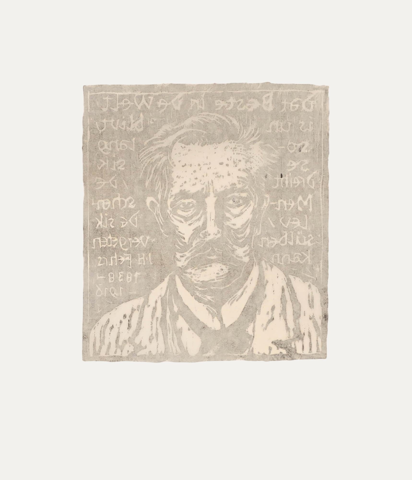 M. Karstens - Holzschnitt des 20. Jahrhunderts, Der Künstler in situ (Beige), Portrait Print, von Unknown