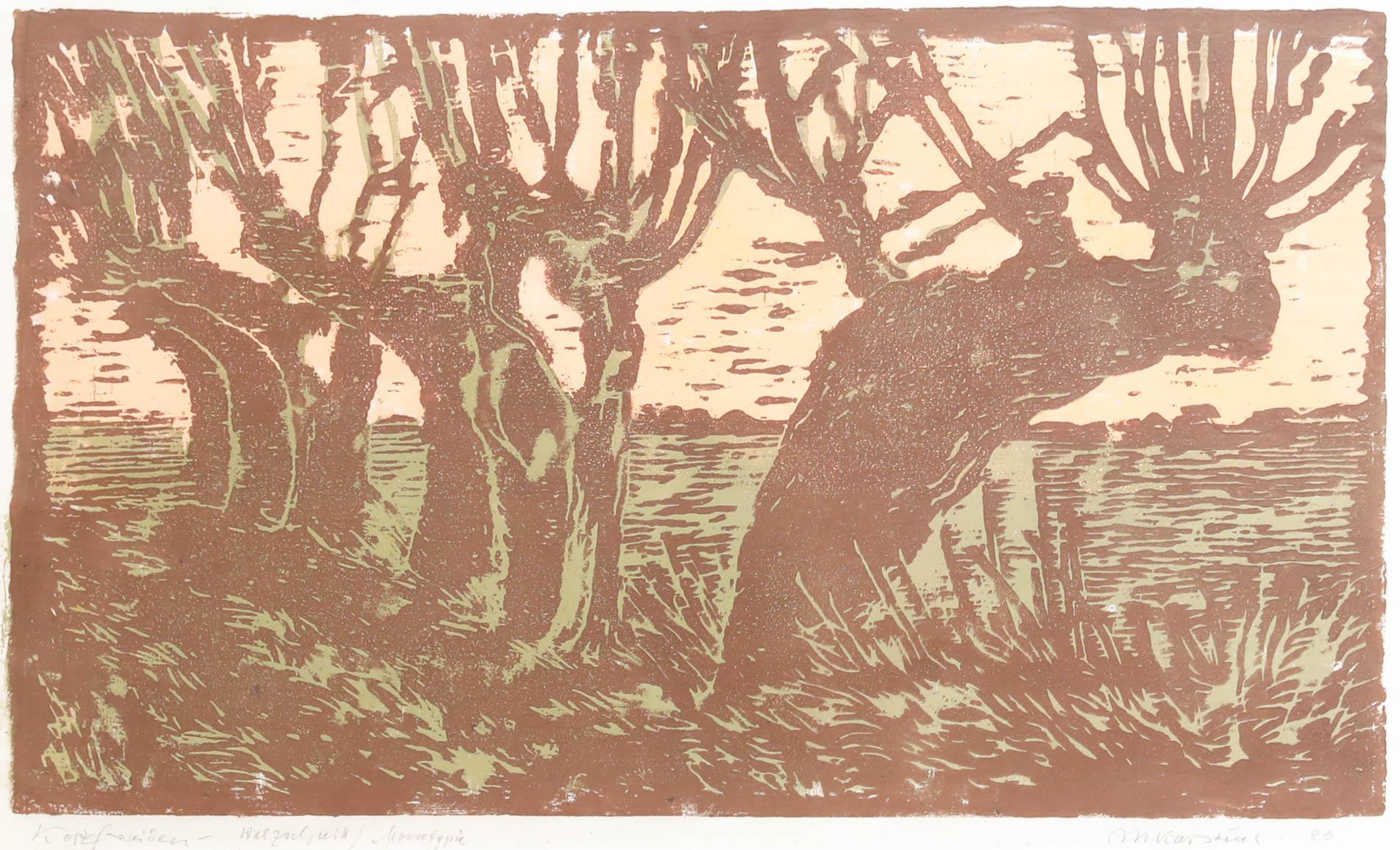 M. Karstens - Framed 20th Century Woodcut, Kopfweiden - Print by Unknown