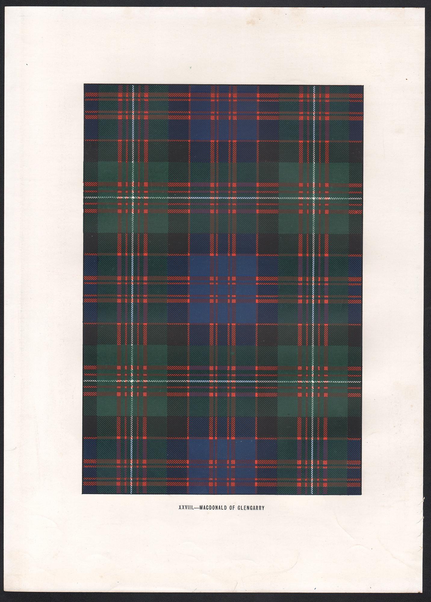 Lithographie de MacDonald de Glengarry (tartan), Écosse écossaise de conception artistique - Print de Unknown
