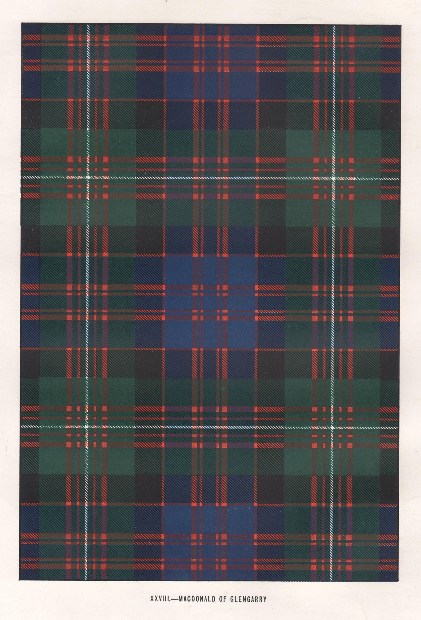 Interior Print Unknown - Lithographie de MacDonald de Glengarry (tartan), Écosse écossaise de conception artistique