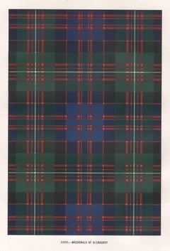 Antique MacDonald of Glengarry (Tartan), Scottish Scotland art design lithograph print
