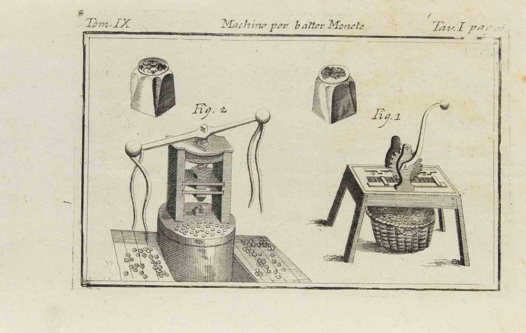 Machin per Batter le Monet - Gravure - 18e siècle