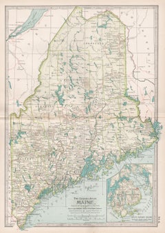 Maine. USA Century Atlas state Antique vintage map