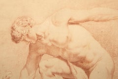 Male Nude with Goat, Old Masters Lithograph, by Unknown Artist