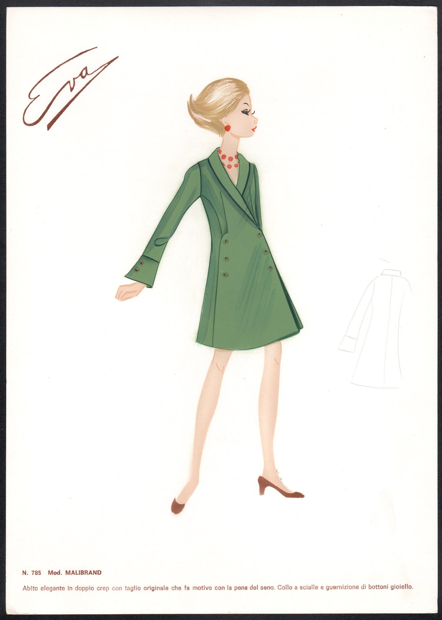 Illustration de mode italienne « Madebrand » des années 1960 pour femmes