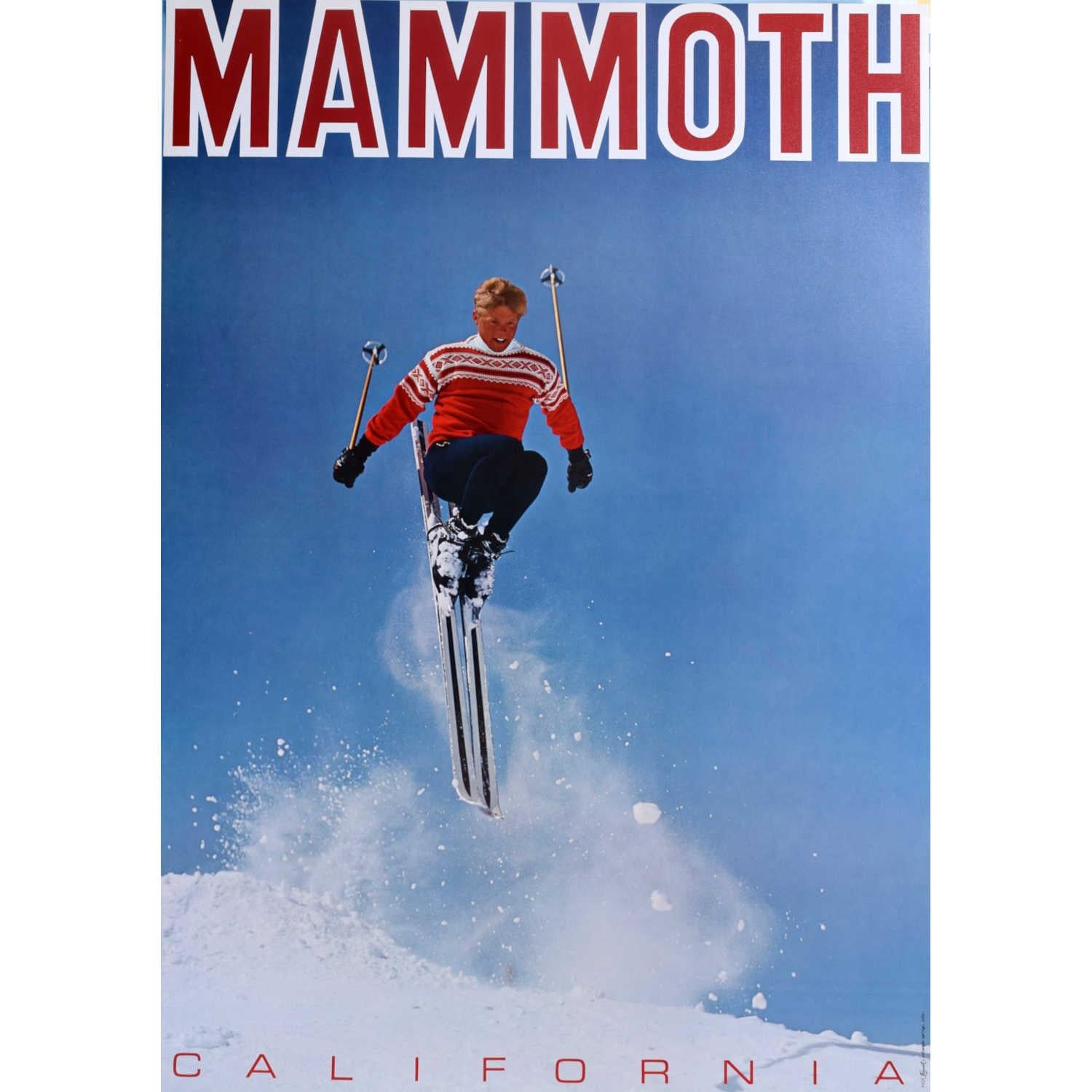 Unknown Landscape Print - Mammoth Mountain California Vintage Ski Resort Poster (1967) 