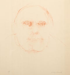 Uomo in rosso, litografia surrealista di Aubrey Schwartz