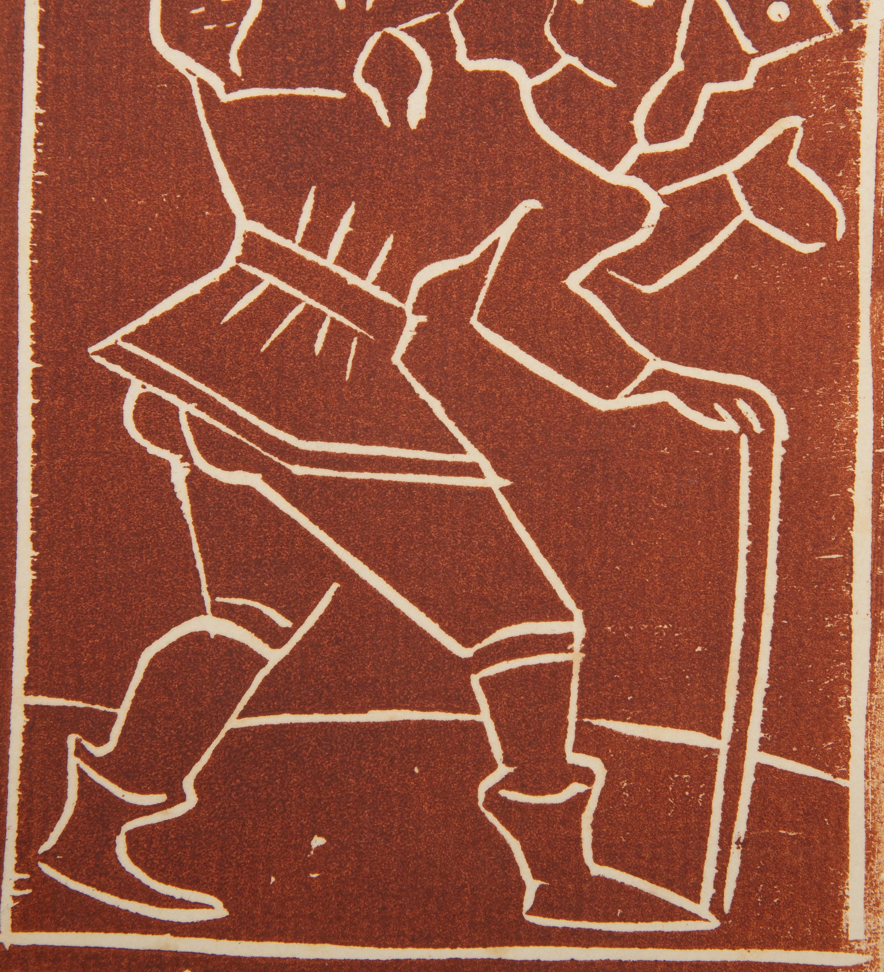 Man with Cane, Folk Art Woodcut Print by Andre Derain For Sale 1