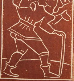 Hombre con bastón, xilografía de arte popular de André Derain