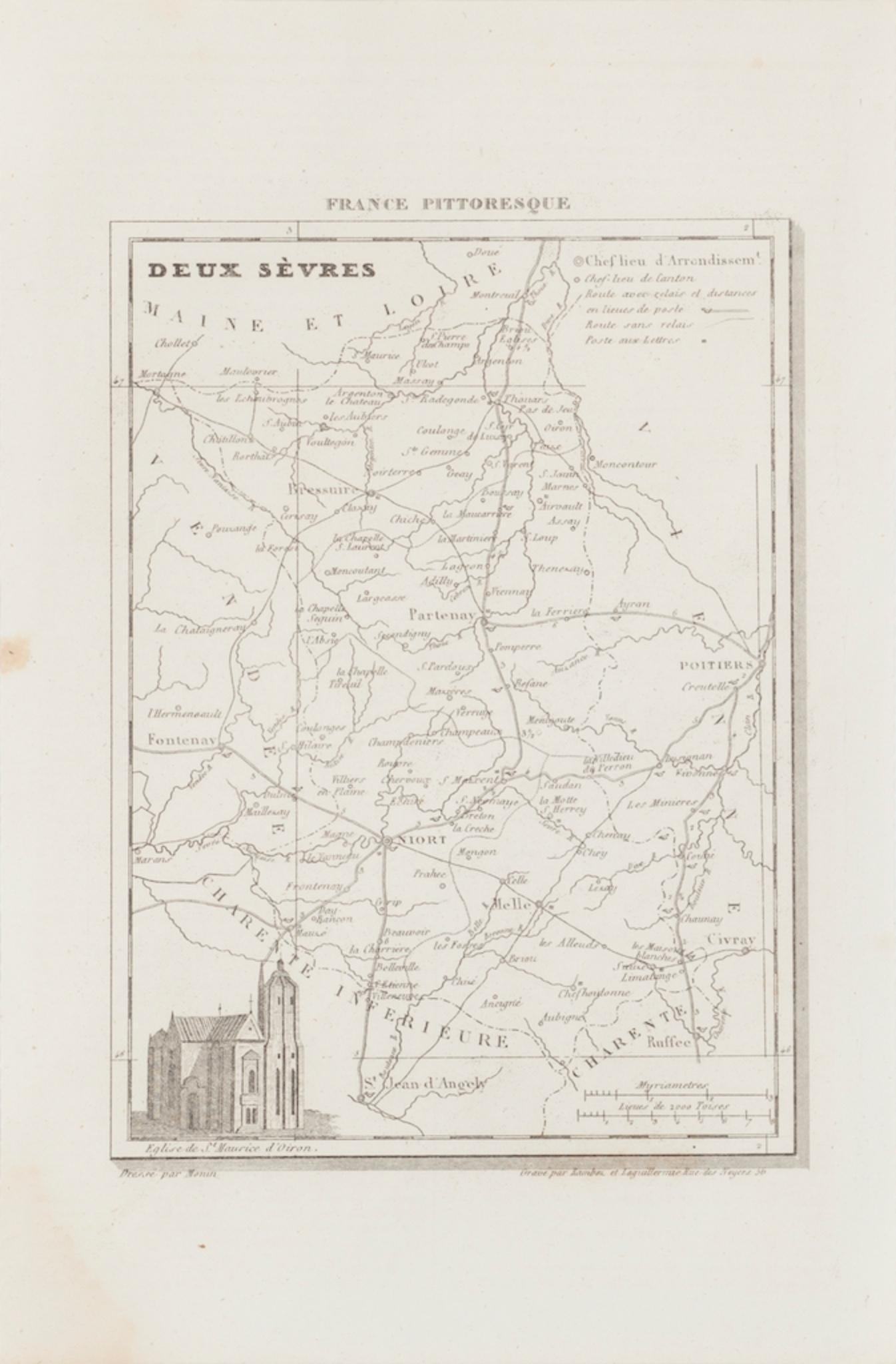 Unknown Figurative Print - Map of Deux Sèvres - Original Etching - 19th Century