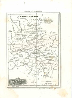 Antique Map of Haute Vienne - Original Lithograph - 19th Century