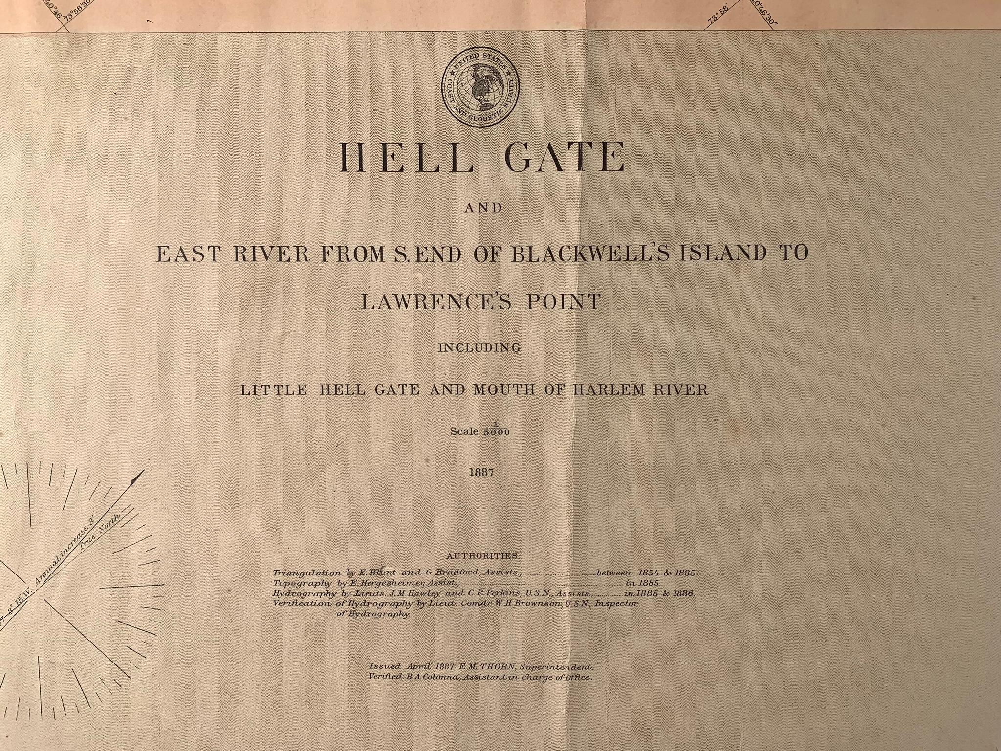 Map of Hell Gate and East River, New York City - Print by Unknown