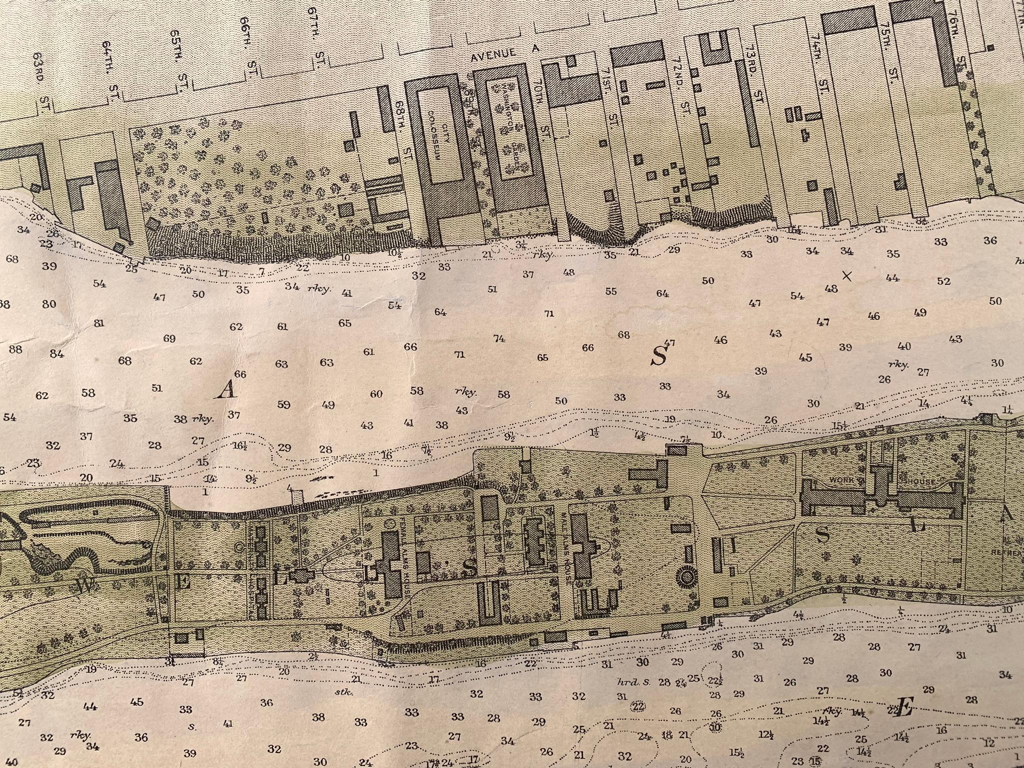 Map of Hell Gate and East River, New York City - Realist Print by Unknown