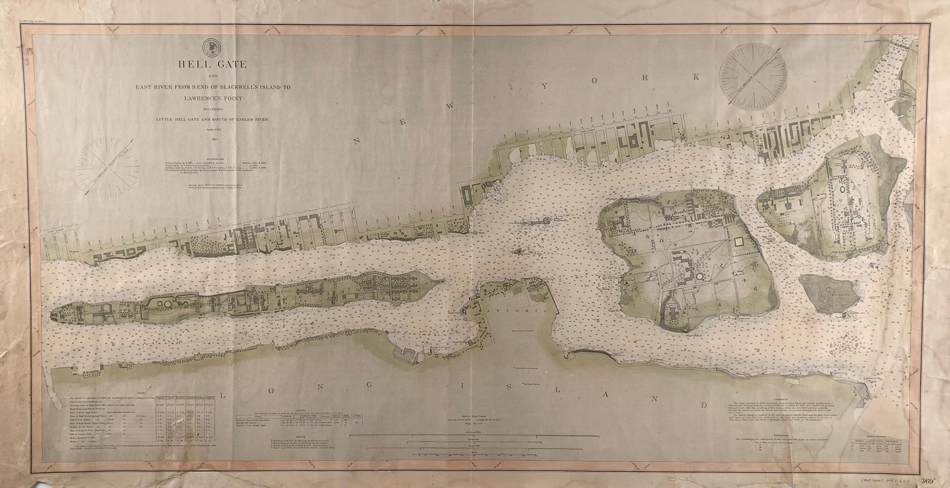 Unknown Print - Map of Hell Gate and East River, New York City