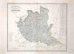 Map of Lombardy - Original Etching - 19th Century