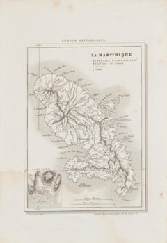 Antique Map Of Martinique - Etching - 19th Century