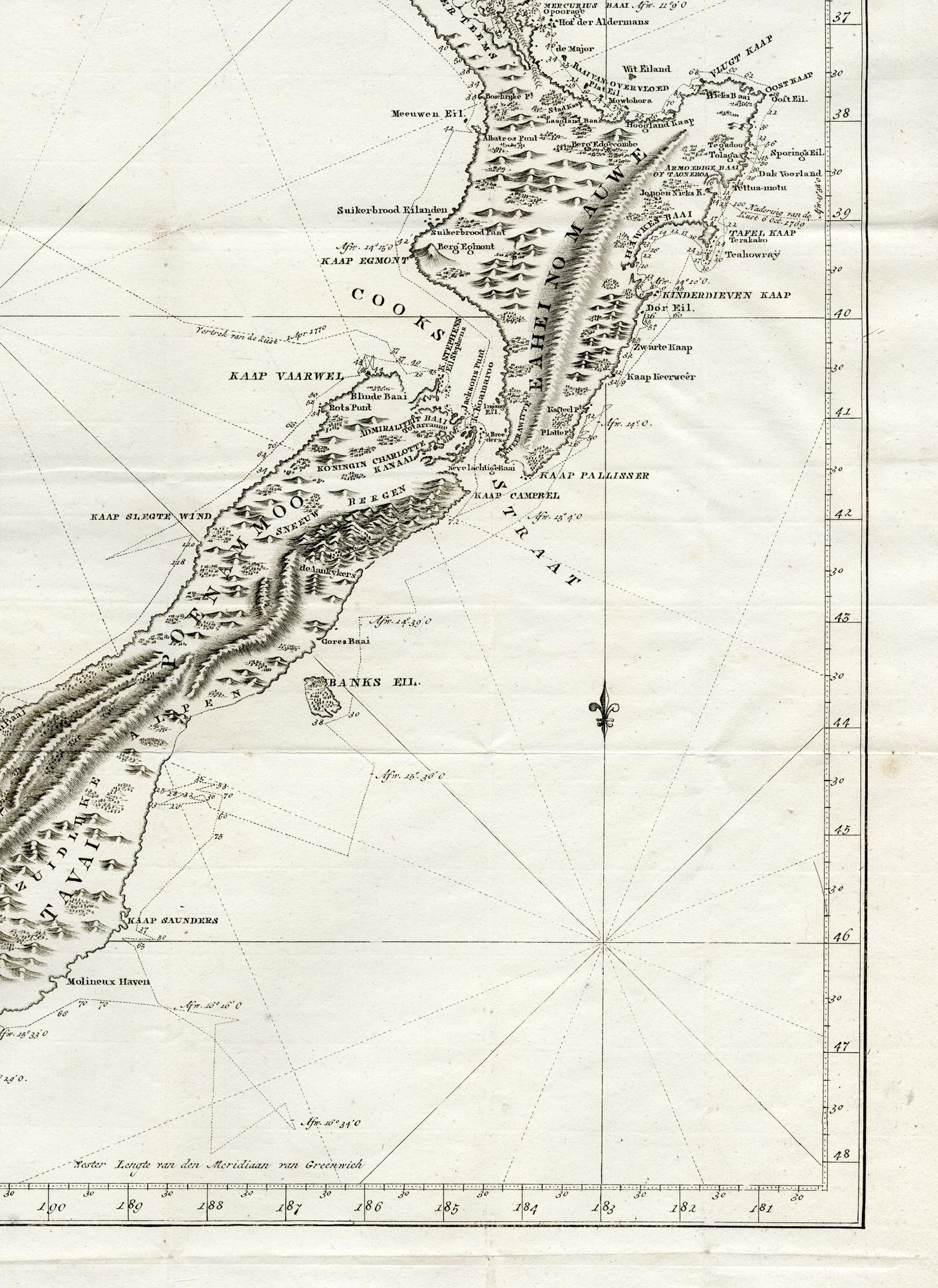 Map of New Zealand - Etching / engraving - 18th Century - Print by Unknown