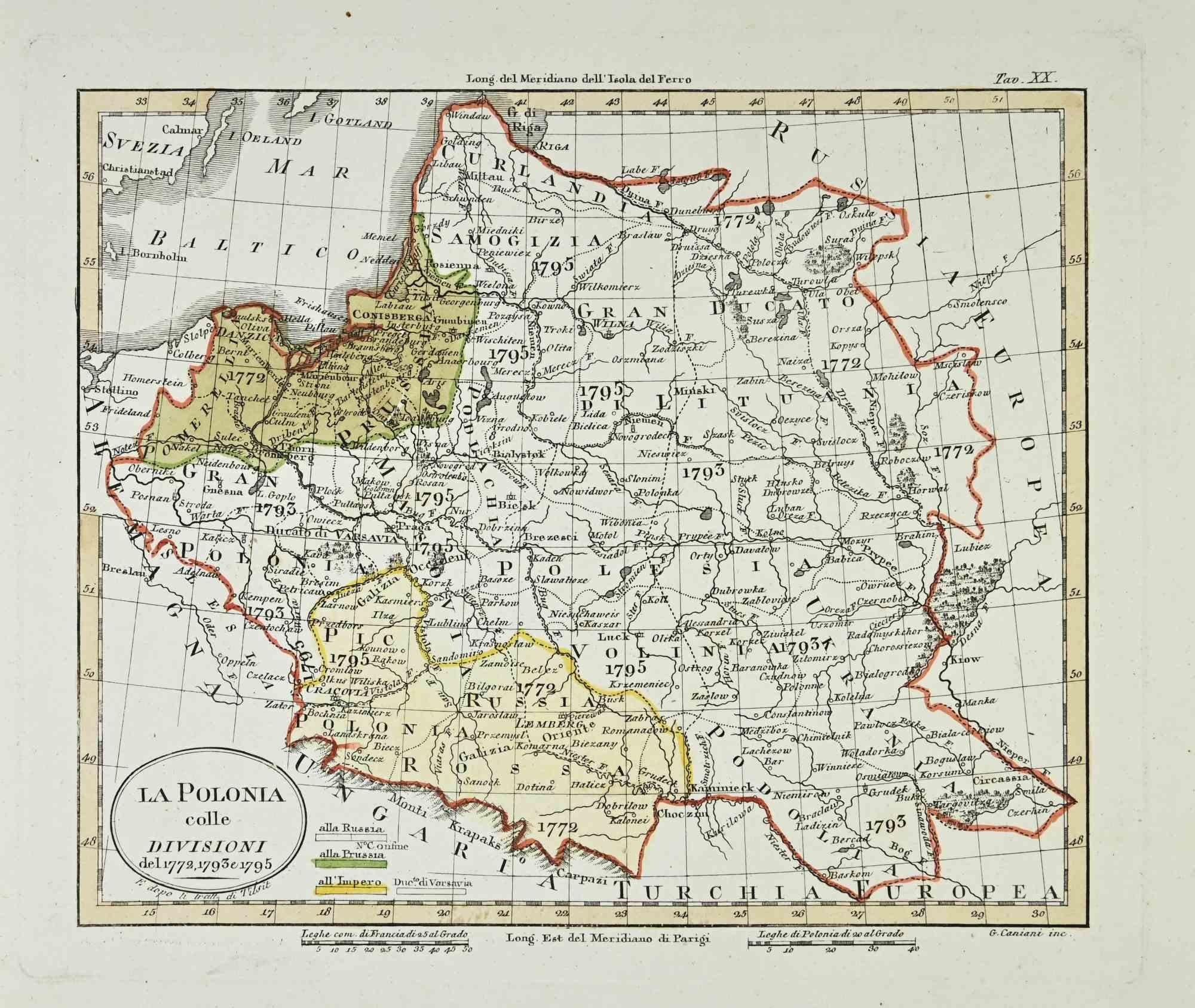 Unknown Landscape Print - Map of Poland - Etching - Early 20th Century