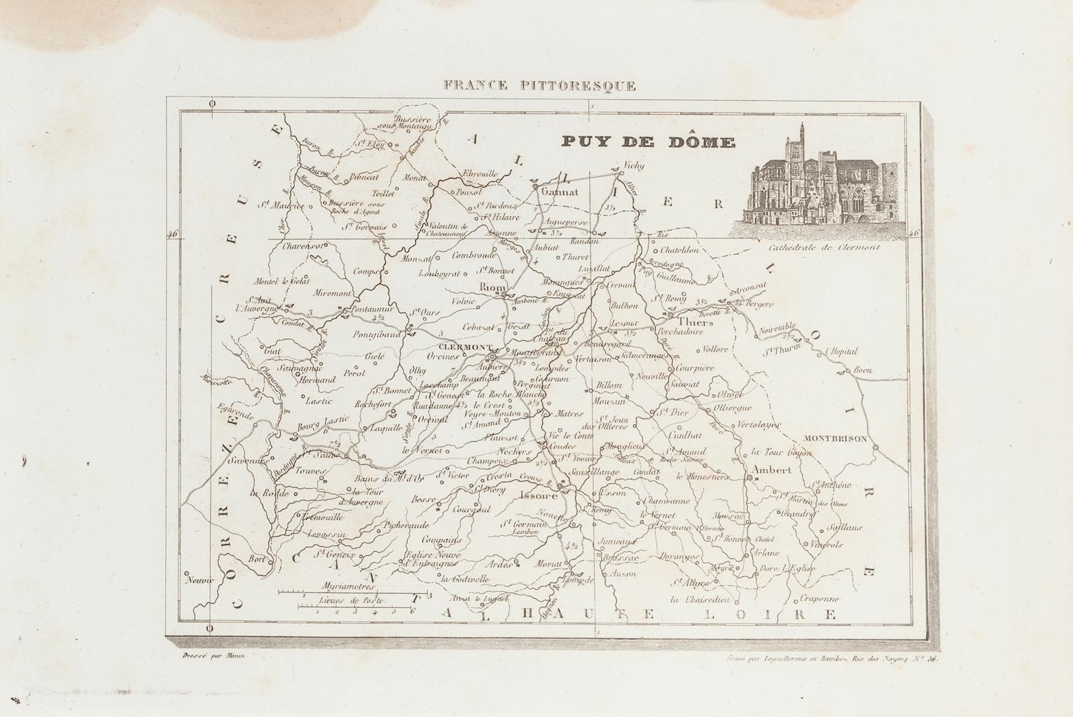 Unknown Figurative Print - Map of Puy De Dome - Original Etching  - 19th Century