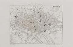 Map of Rouen - Original Etching - 19th Century
