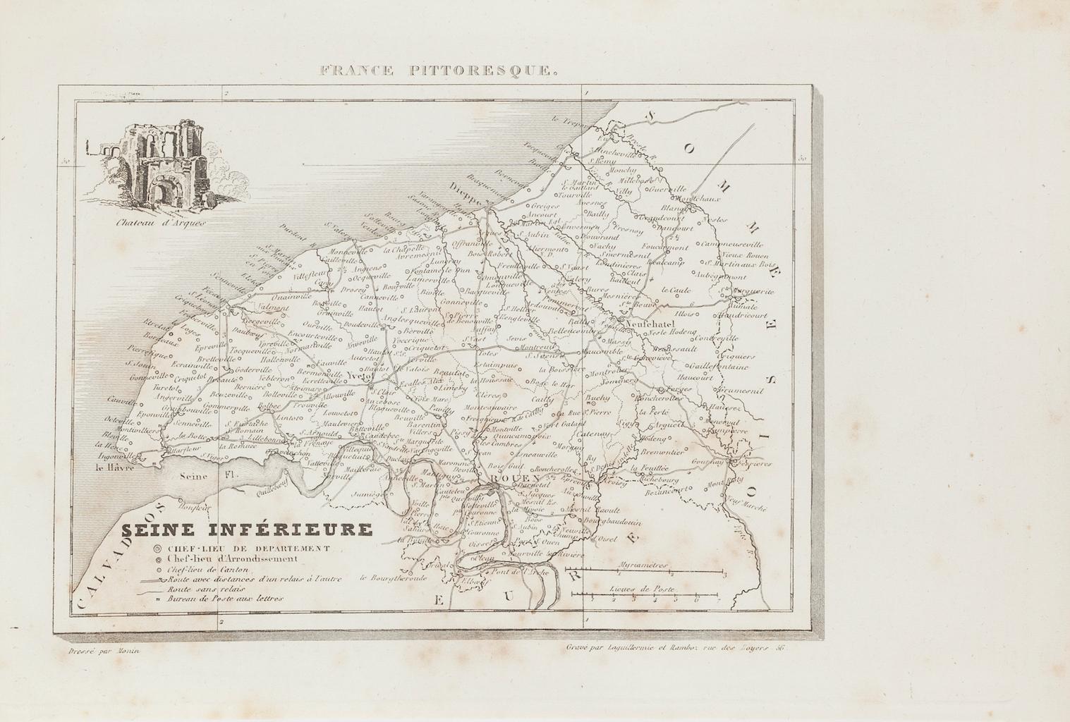 Unknown Figurative Print - Map of Seine - Original Etching  - 19th Century