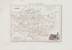 Carte de la corne - Lithographie originale - 19ème siècle