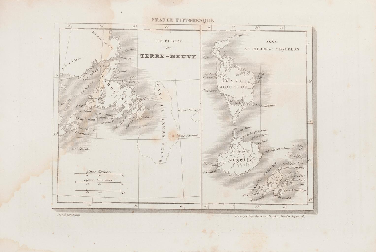 Unknown Figurative Print - Map of Terre Neuve - Original Etching  - 19th Century