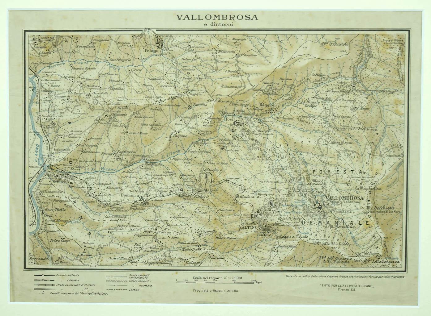 Unknown Figurative Print - Map of Vallombrosa - Florence 1926