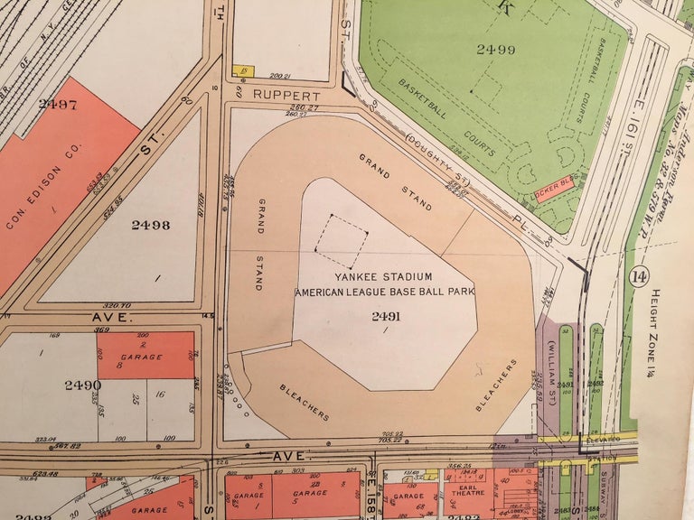 Unknown Map showing Yankee Stadium and surrounding neighbood For Sale at 1stDibs