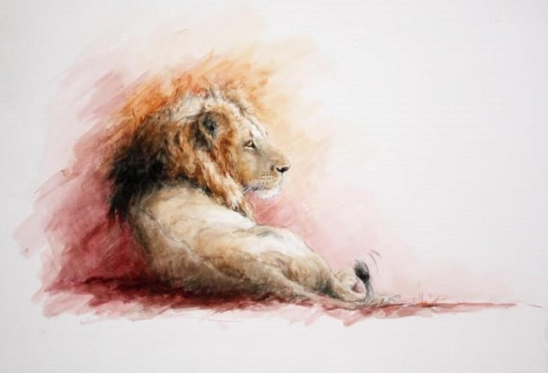 Imprimé lion Mara par Annabel Pope
