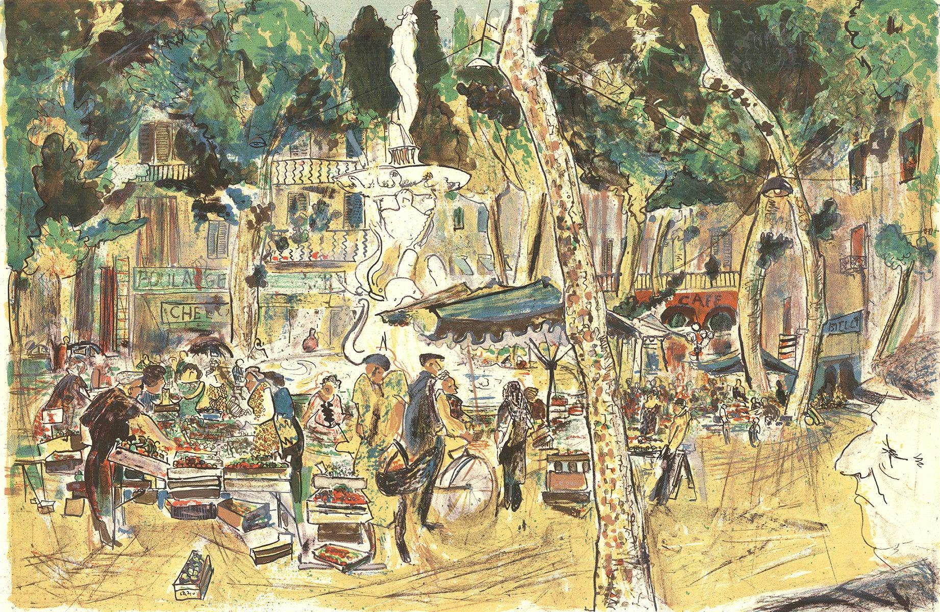 Märsche in der Provinz (Beige), Landscape Print, von Unknown