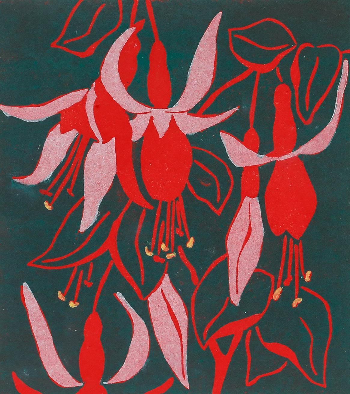 Margaret Wilson - Contemporary Linoprint, Fuchsias - Print by Unknown