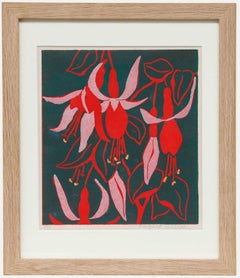 Margaret Wilson - Contemporary Linoprint, Fuchsias