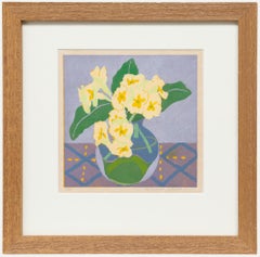 Margaret Wilson - Contemporary Linoprint, Primroses