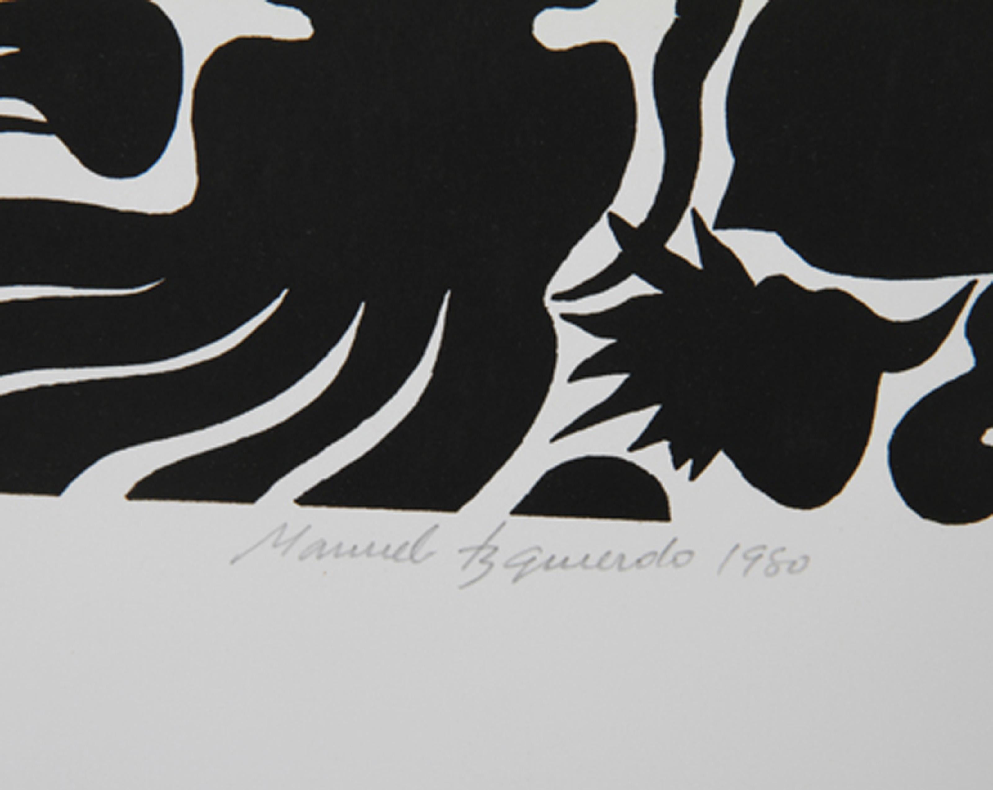 Marine Garden (Black), Surrealist Woodcut by Manuel Izqueirdo For Sale 1