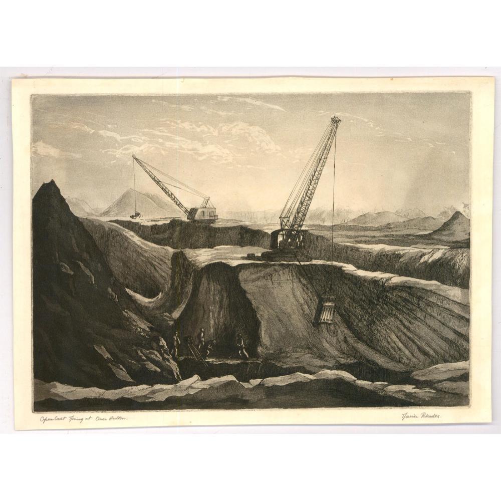 Marion Rhodes (1907-1998) - 20th Century Aquatint, Open Cast Coal Mining - Print by Unknown