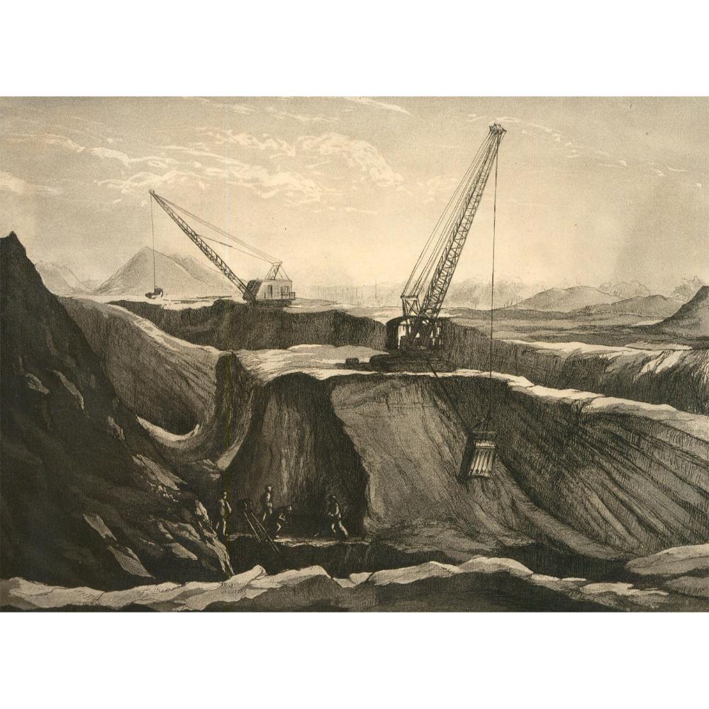 Unknown Landscape Print – Marion Rhodes (1907-1998) - Aquatinta des 20. Jahrhunderts, Offener Kohleguss-Mining