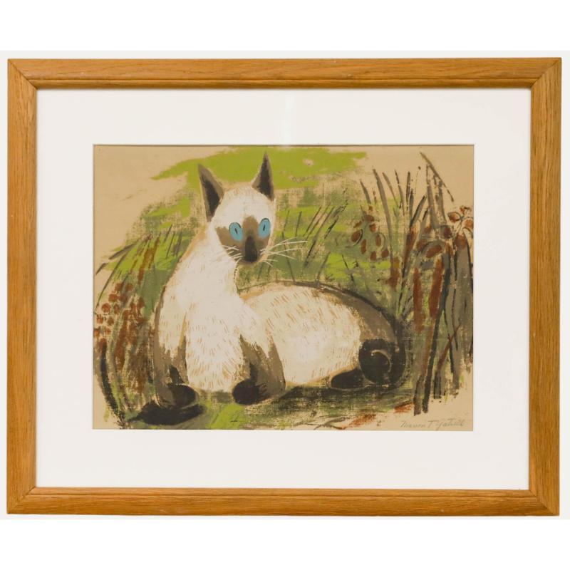 Marion T. Gatrell (1909 -1984) - Mid 20th Century Silkscreen, Siamese Cat