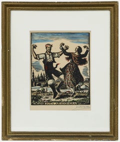 Marti Castelles Marti (1915-1995) - 20th Century Wood Engraving, Jota Aragonesa