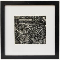 Mary Groom (1903-1958) - Framed Mid 20th Century Lithograph, Turkeys in the Snow